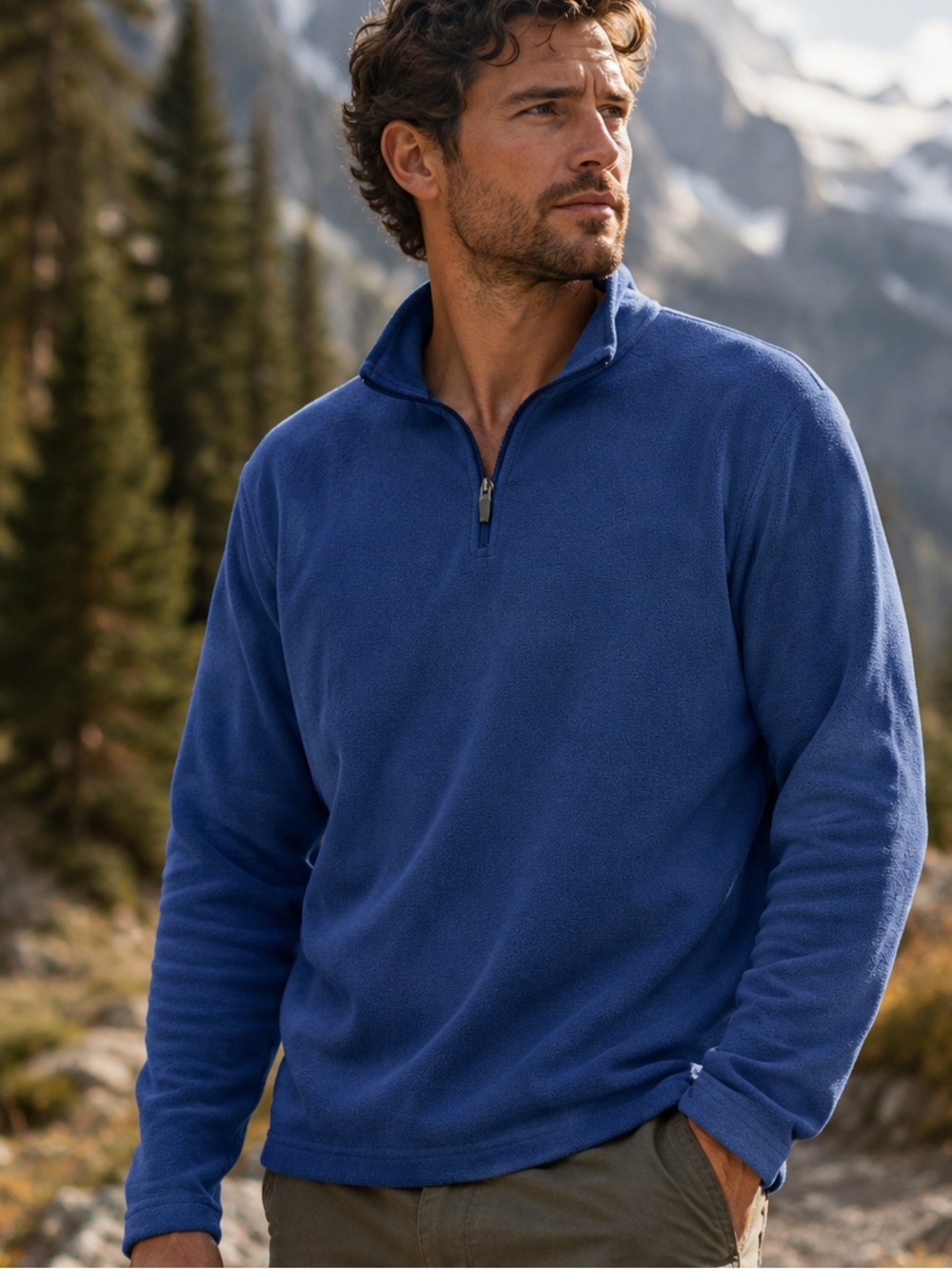 Aeropostale Mens Blue Fleece Quarter Zip Pullover Sweater Size Large